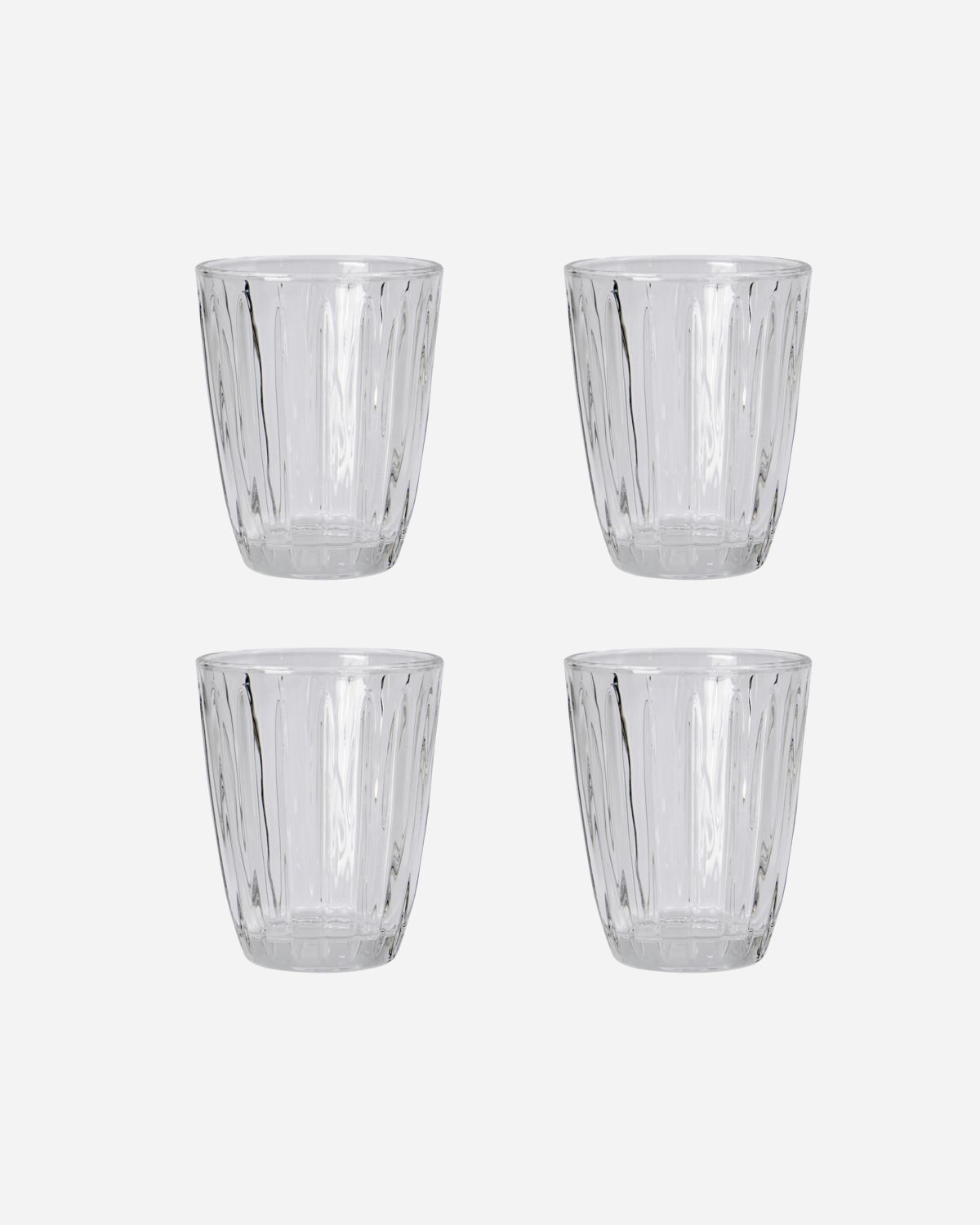 Water glass, Groove, Clear, Set of 4 pcs, Handmade - Nicolas Vahé