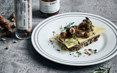 Open-faced cheese sandwich with confit