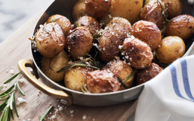 Confit potatoes with rosemary oil